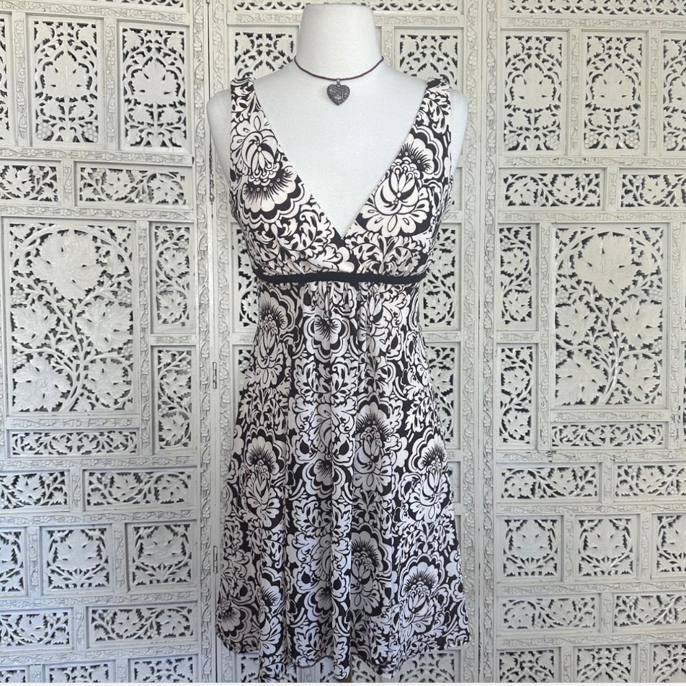 Vintage B Darlin Faux Wrap V‎ Neck Neutral Sleeveless Dress Sz Small